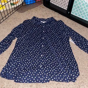 Navy Blue Polka Dot Button Down